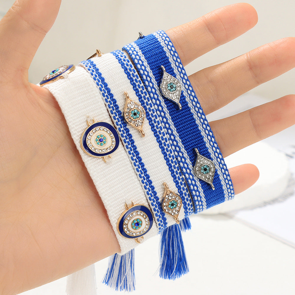 Bracciale occhio blu intrecciato