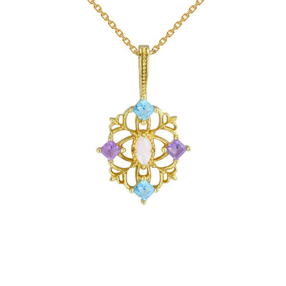Collana geometrica traforata a merletto