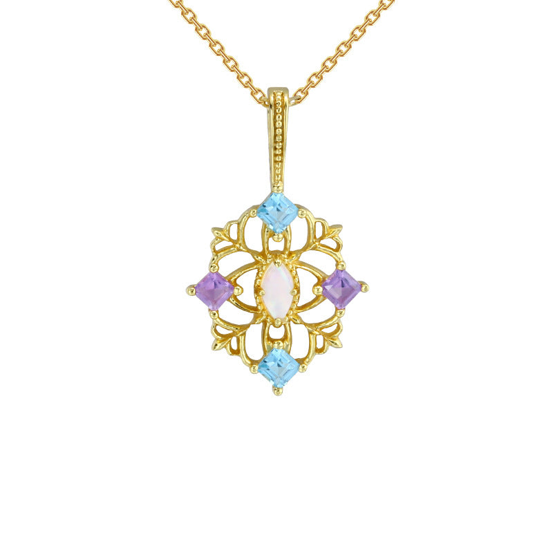 Collana geometrica traforata a merletto