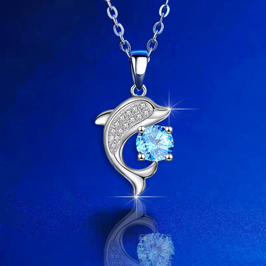Collana delfino con zirconi viola