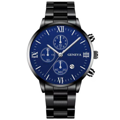 Orologio uomo acciaio con calendario tre quadranti