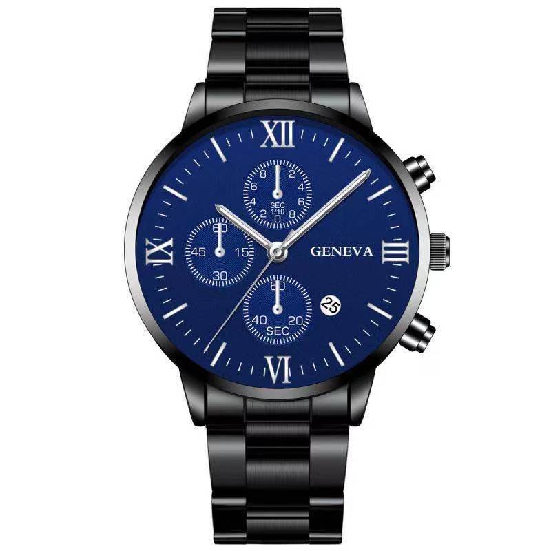 Orologio uomo acciaio con calendario tre quadranti