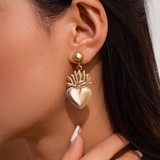 Orecchini cuore pesca pendente
