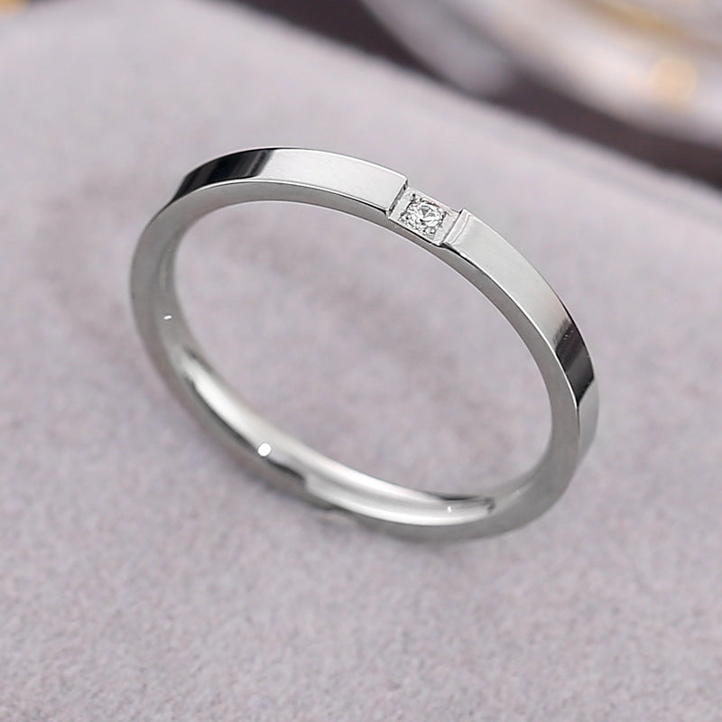 Anello zirconi di coppia in titanio