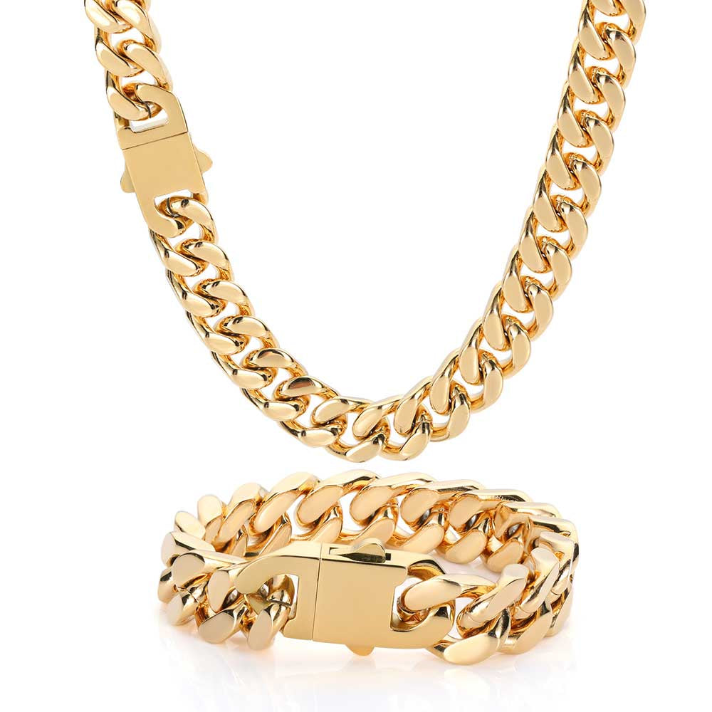Collana catena cubana quattro lati