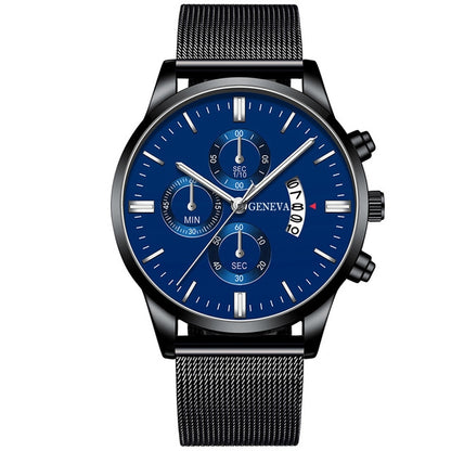 Orologio calendario quarzo mesh