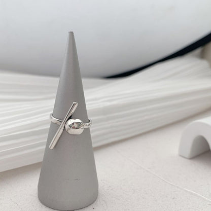 Anello aperto geometrico argento
