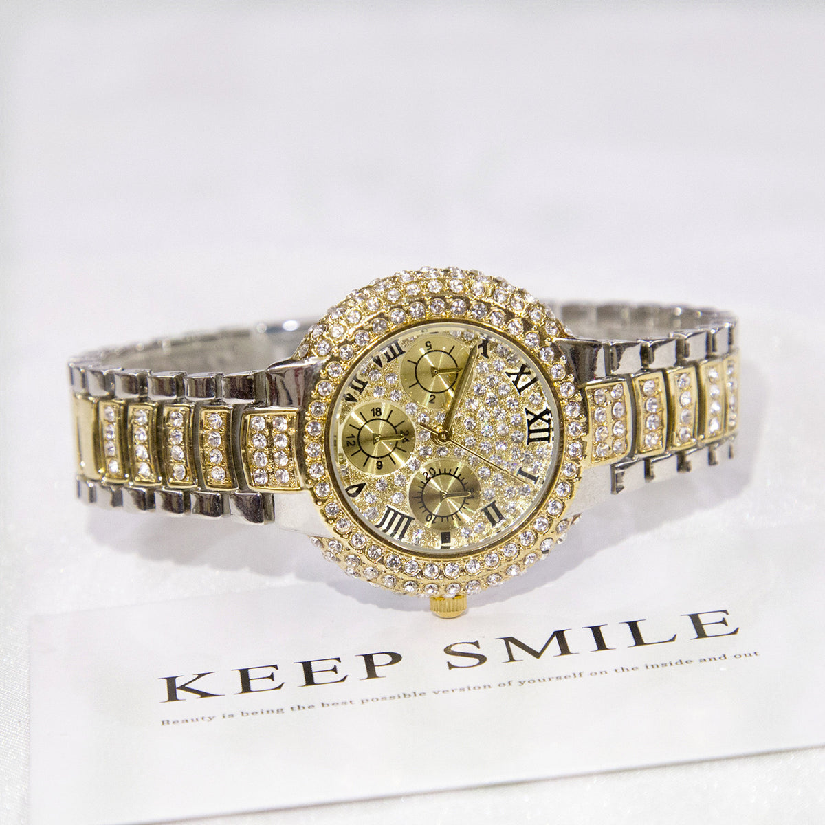 Orologio donna tre quadranti diamantato