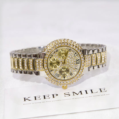 Orologio donna tre quadranti diamantato
