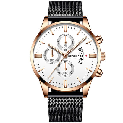Orologio calendario quarzo mesh