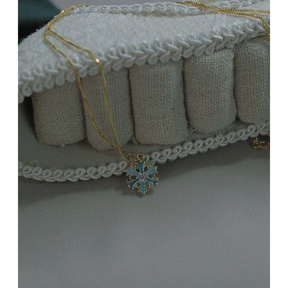 Collana fiocco di neve argento blu