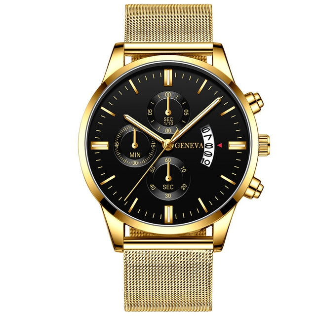 Orologio calendario quarzo mesh