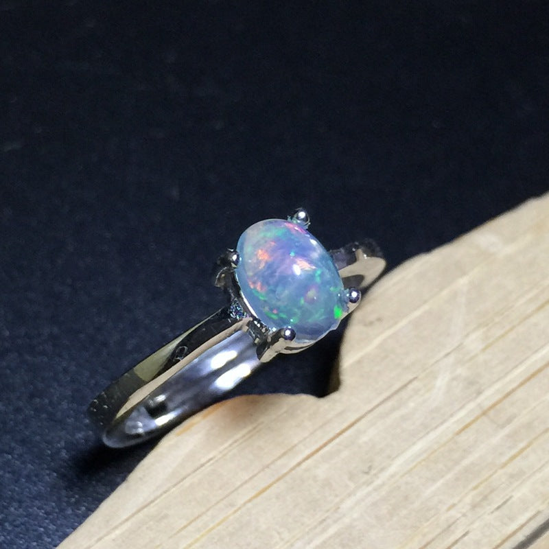 Anello opale australiano con fuoco