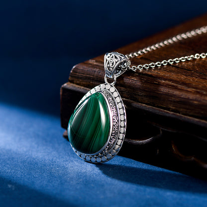 Collana argento ciondolo goccia verde
