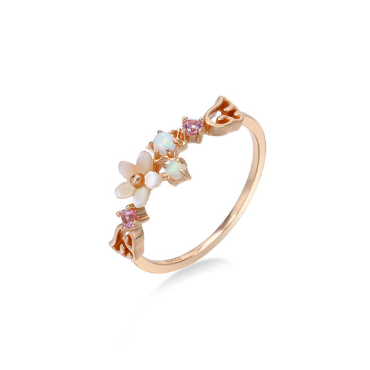 Anello fiore opale in conchiglia