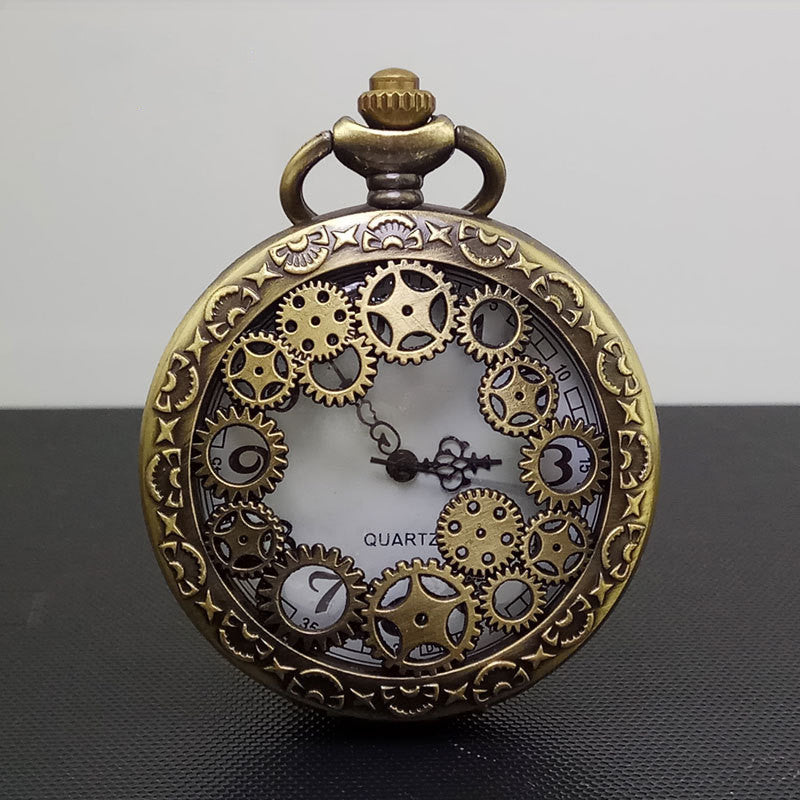Orologio da tasca vintage cavo con ingranaggi