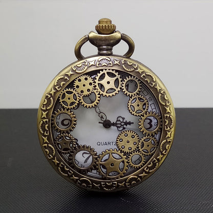 Orologio da tasca vintage cavo con ingranaggi