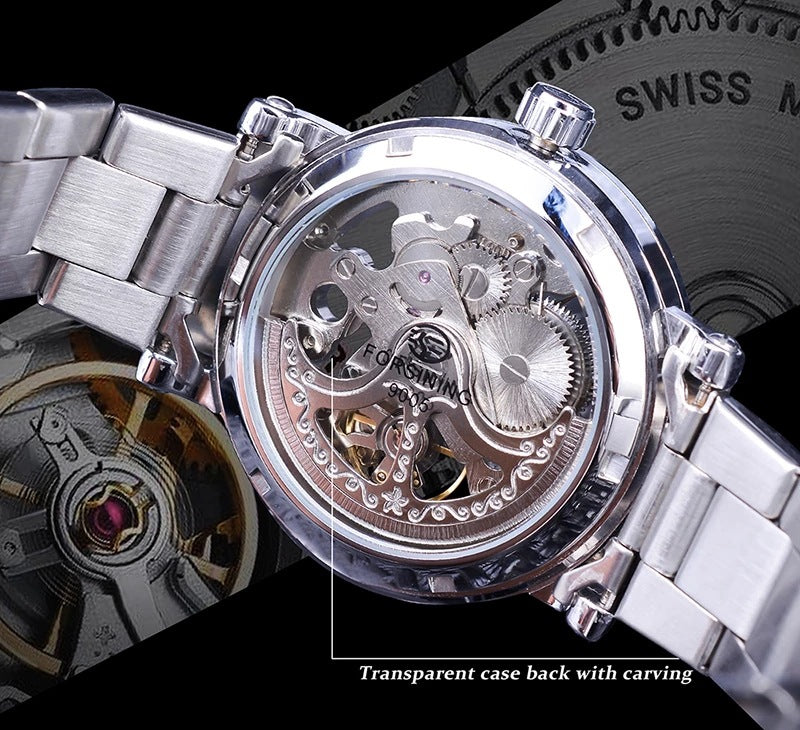 Orologio con fondello trasparente