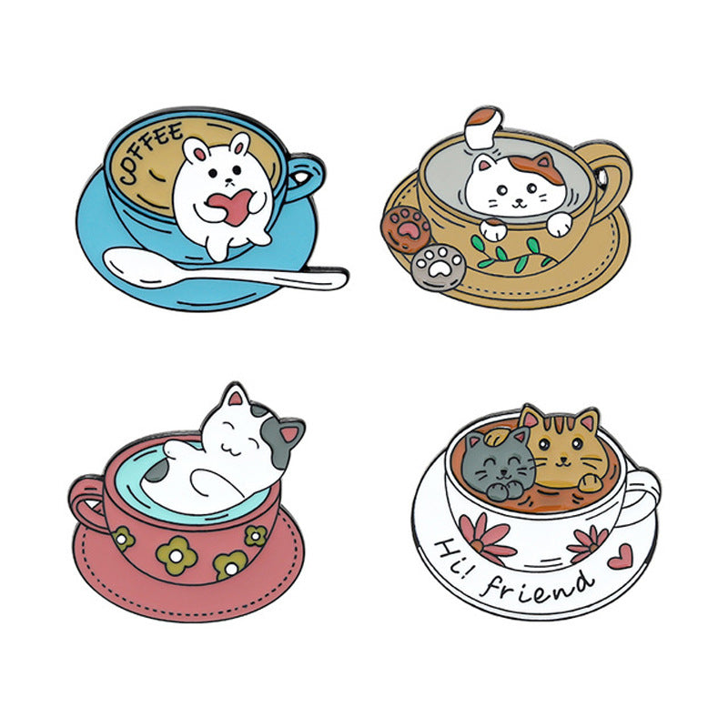 Spilla gatto e caffè