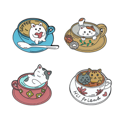 Spilla gatto e caffè