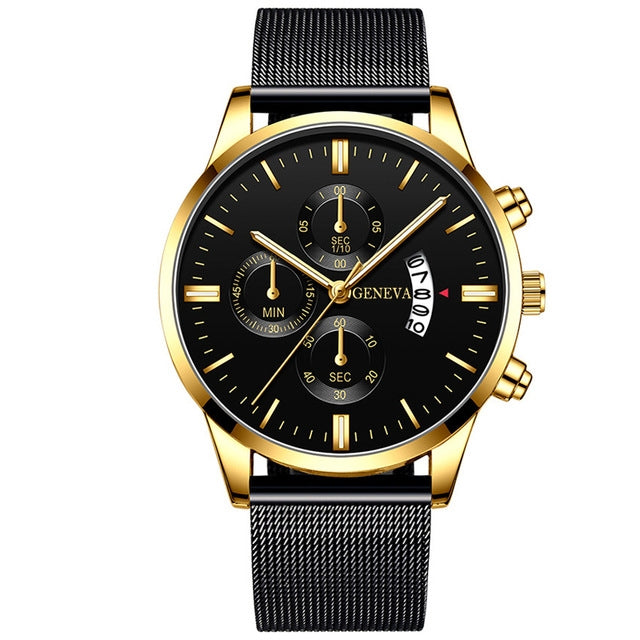 Orologio calendario quarzo mesh