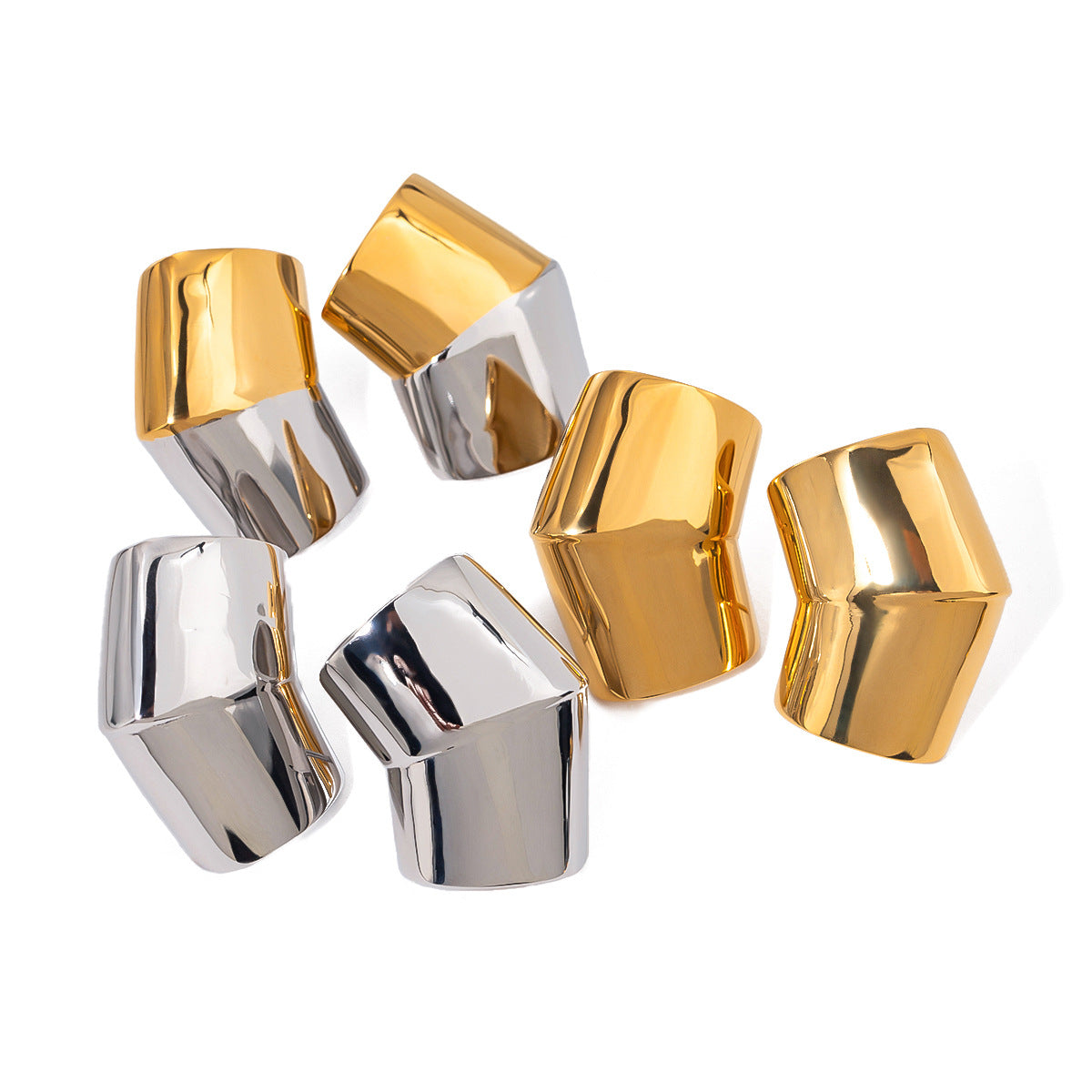 Orecchini geometrici oro acciaio