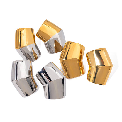 Orecchini geometrici oro acciaio