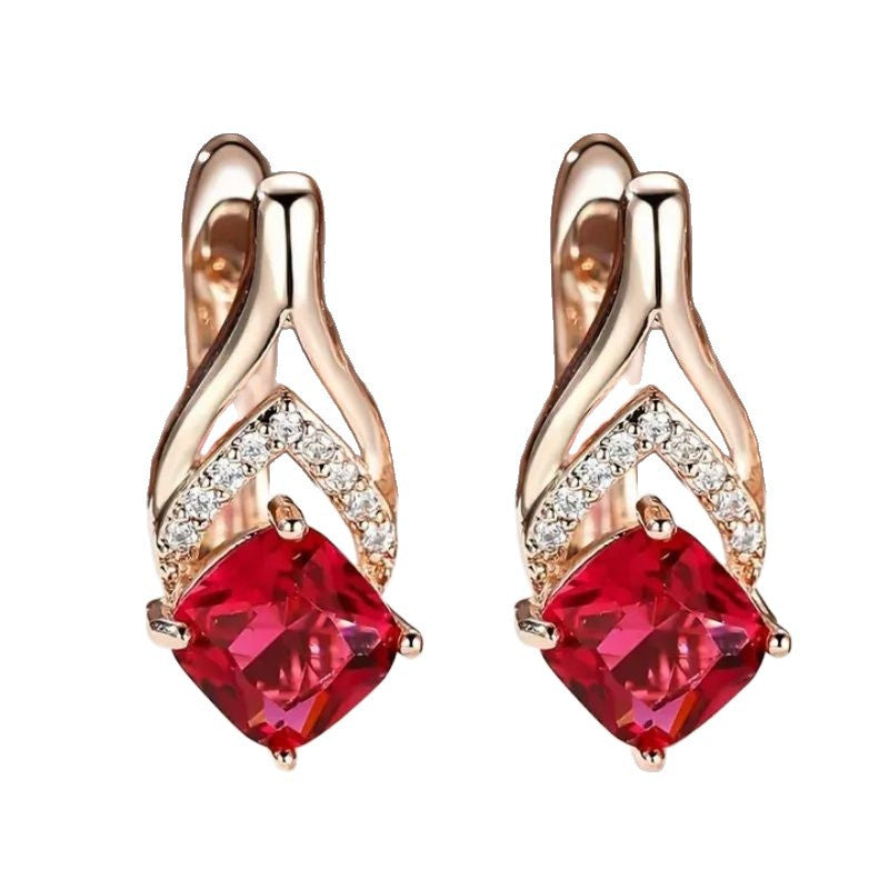 Orecchini oro rosa zircone rosso