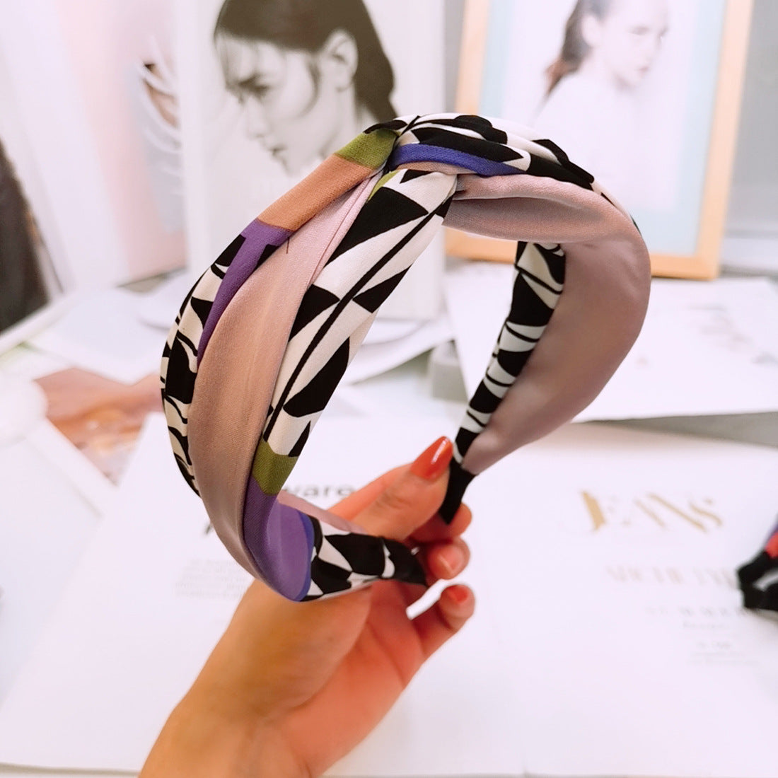 Fascia per capelli pois da donna