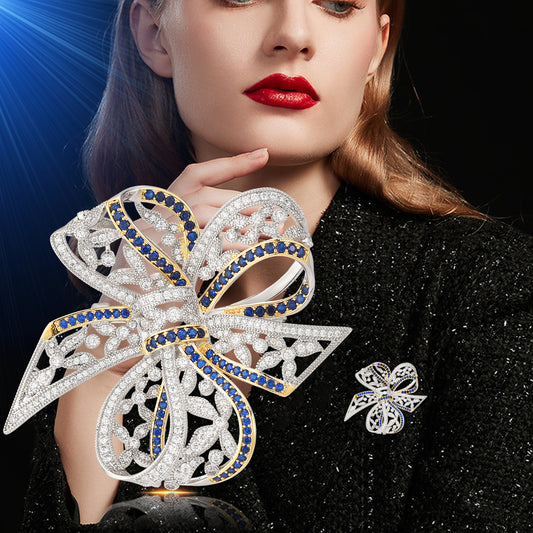 Spilla fiocco zircone donna