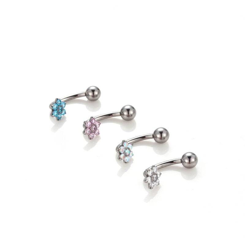Piercing ombelico fiore zircone