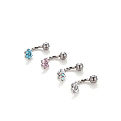 Piercing ombelico fiore zircone