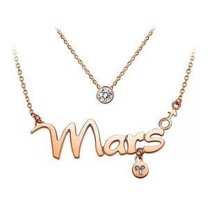 Collana oro rosa con lettera e zodiaco