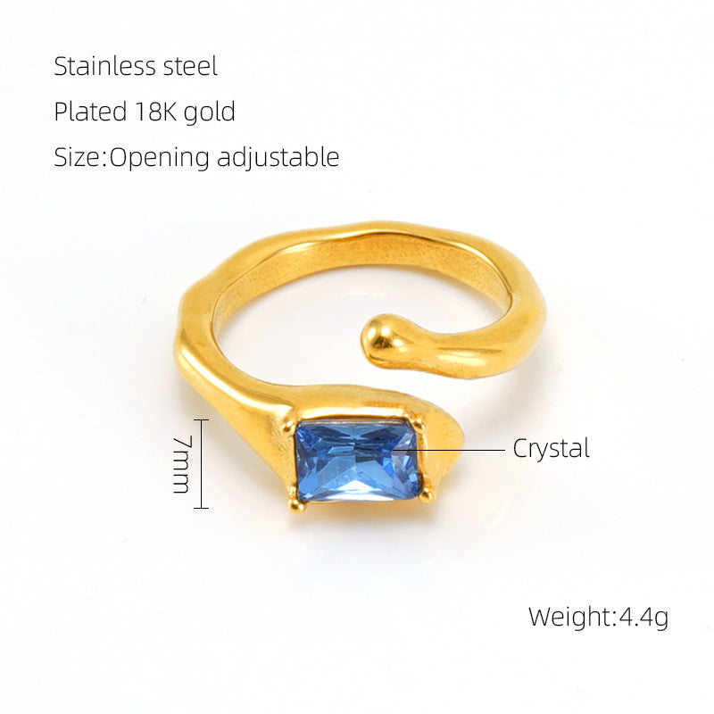 Anello pietra di luna geometrico irregolare