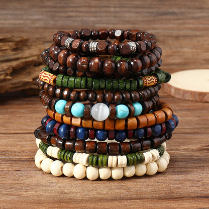 Set 22 braccialetti di legno