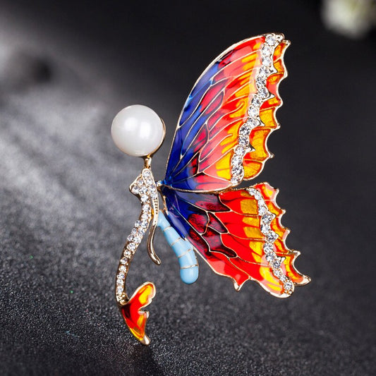 Spilla farfalla con perle