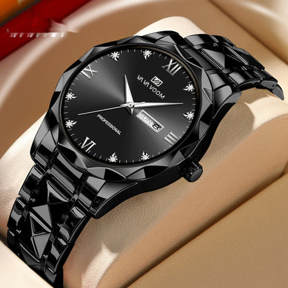 Orologio doppio calendario impermeabile in tungsteno