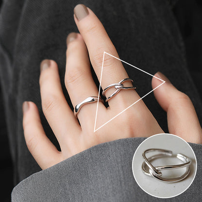 Anello aperto geometrico argento