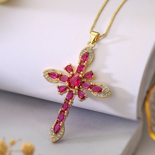 Collana geometrica con zirconi oro