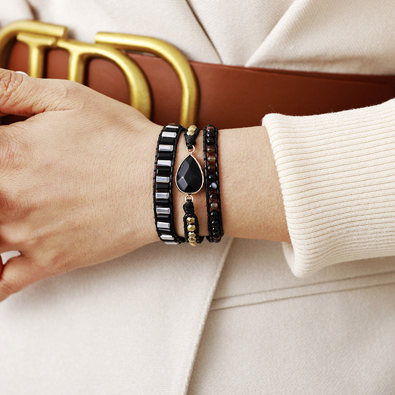 Bracciale cuoio e pietra