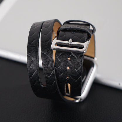 Orologio pelle con motivo foglia