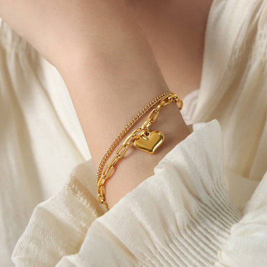 Bracciale cuore doppio strato