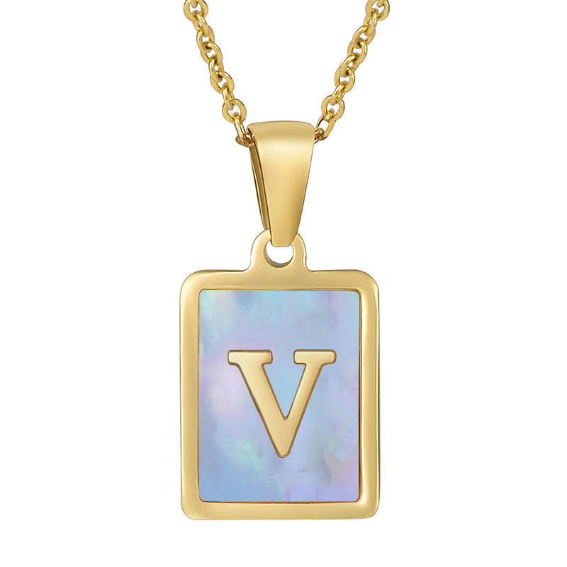 Collana titanio con lettera e conchiglia