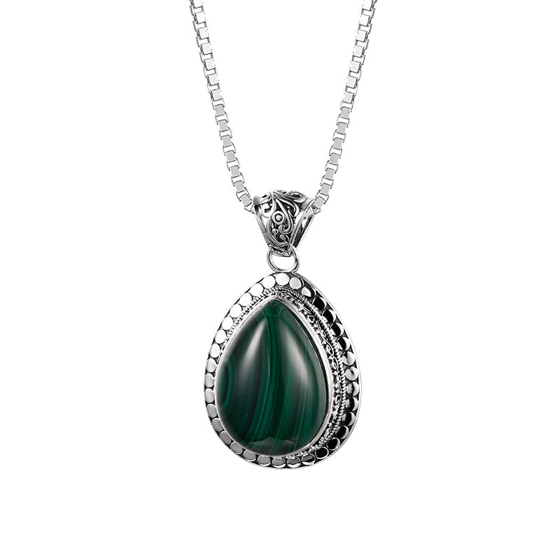 Collana argento ciondolo goccia verde