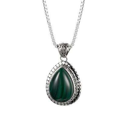 Collana argento ciondolo goccia verde