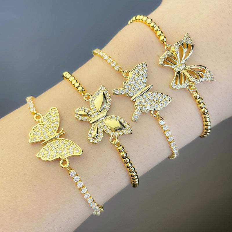 Bracciale farfalla zircone regolabile