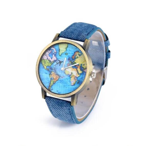 Orologio da donna tema aereo cinturino denim