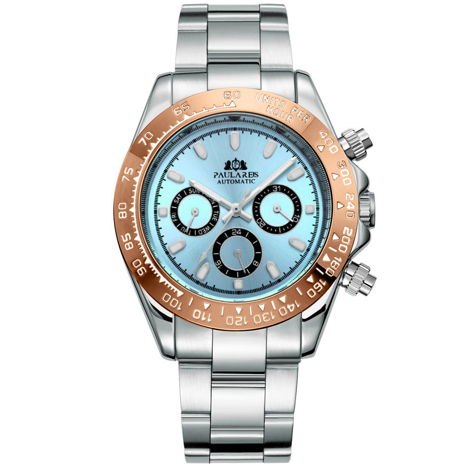 Orologio uomo meccanico acciaio blu