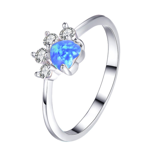 Anello cuore opale con impronta