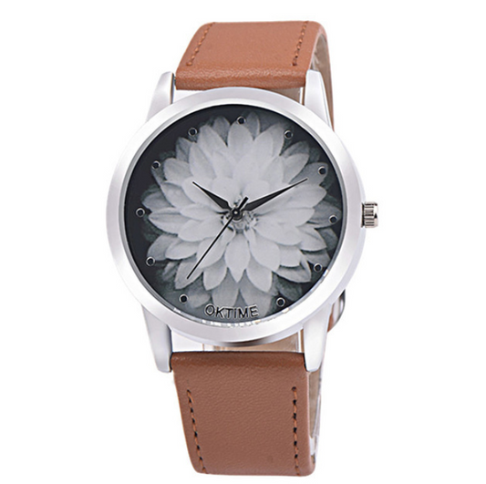 Orologio pelle floreale